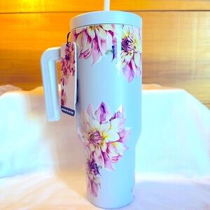 Hydrapeak Floral Insulated Voyager Tumbler with Handle, Lid, & Straw